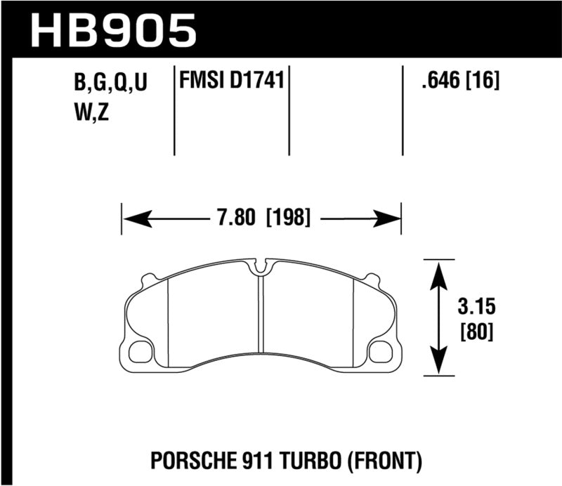 Hawk HB905D.646 fits 17-20 Porsche 911 Front ER-1 Brake Pad Set