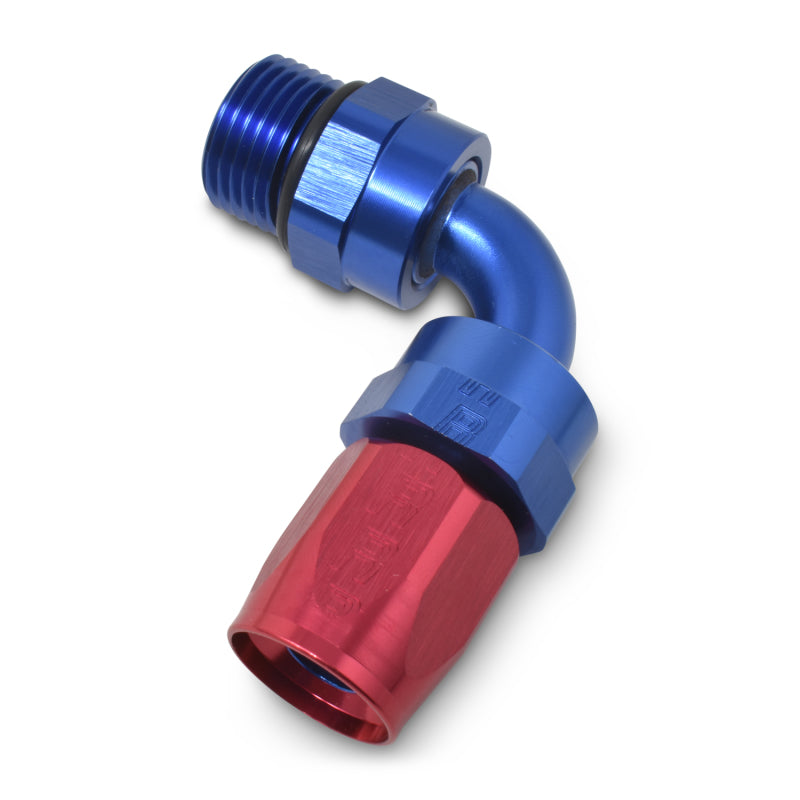 Russell 612430 Performance Swivel Hose End Assy #10 AN Male SAE Port to #8 Hose 90 Deg Red/Blue Anodized