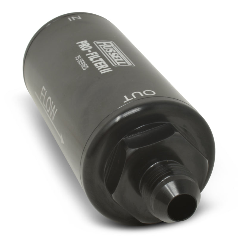 Russell 750601 Performance Profilter Fuel Filter 6.25in Long 10 Micron -6AN Inlet -10AN Outlet - Blk