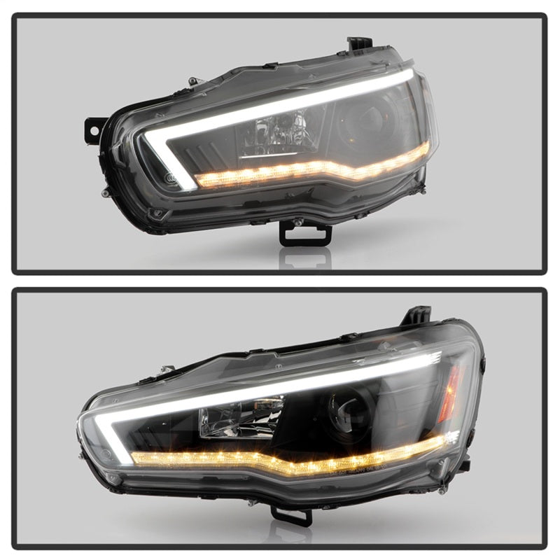 Spyder 08-17 Mitsubishi Lancer EVO 10 Projector Headlights - Black (PRO-YD-ML08V2HIDSI-SEQ-BK)