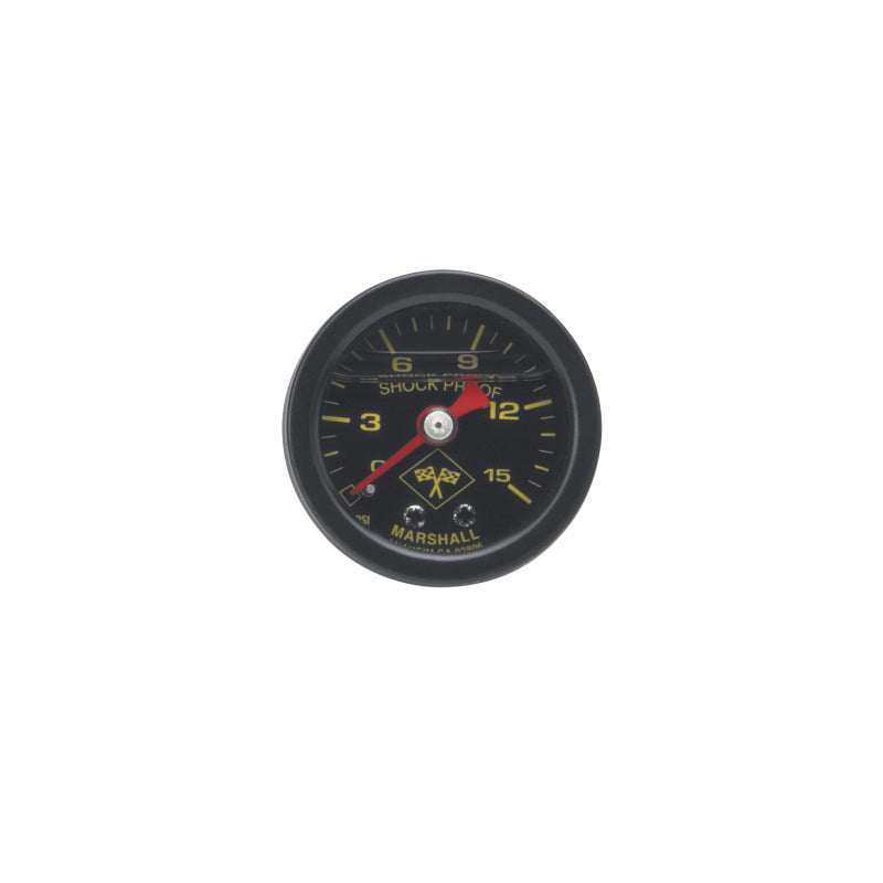 Russell 650310 Performance 15 psi fuel pressure gauge black face and case (Liquid-filled)