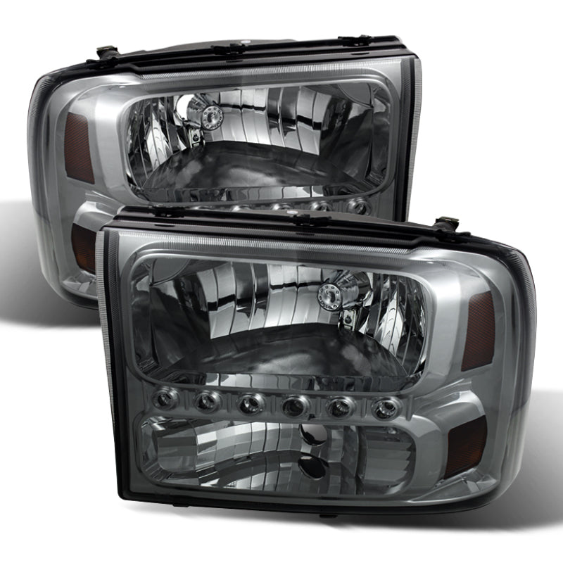9026188 Xtune fits Ford 99-04 F250 F350 Super Duty 1Pc Headlights w/ LED Smoke