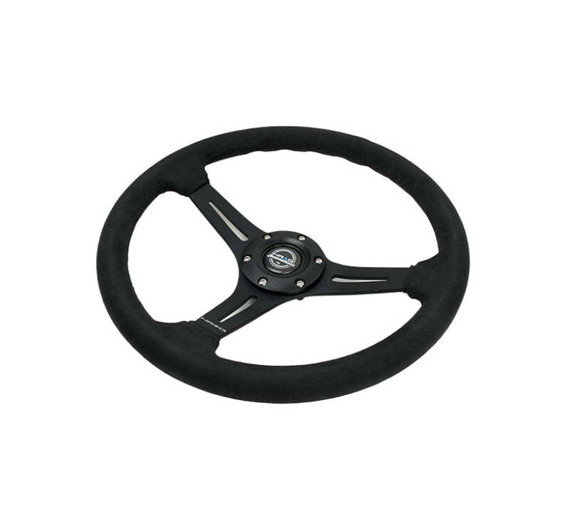 NRG RST-030S-BK RST-030S-BK Reinforced Suede Racing Steering Wheel 350mm /
