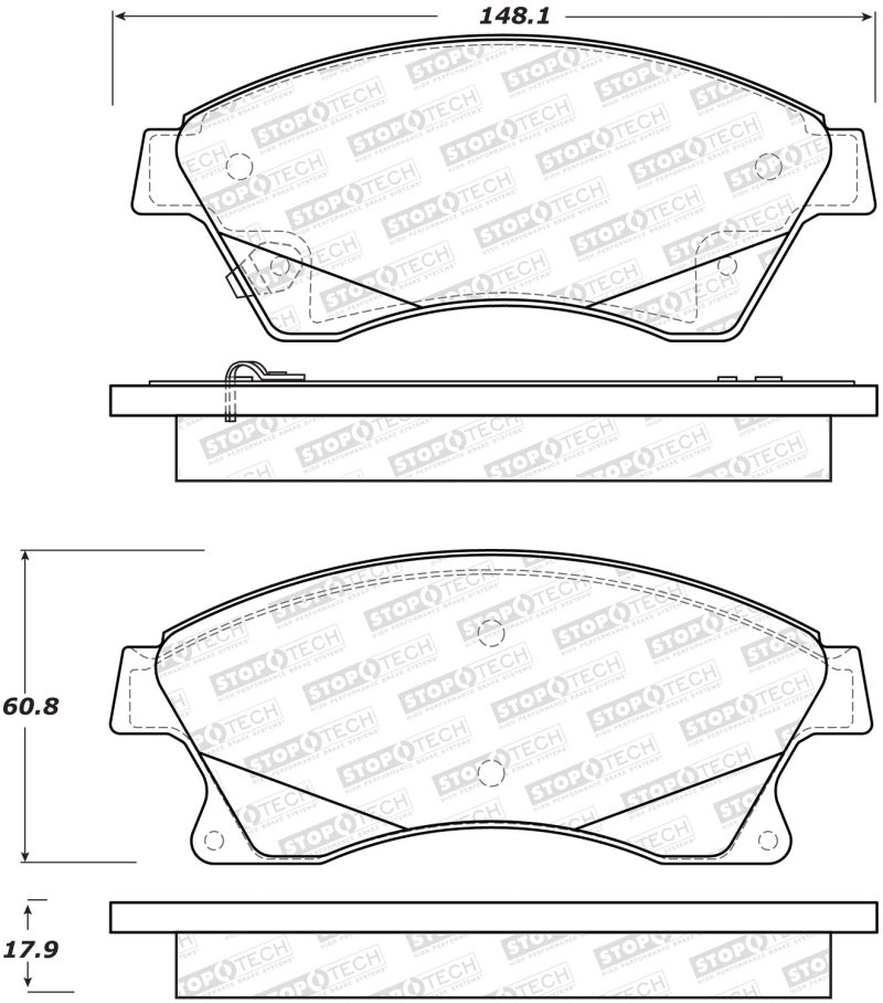 Stoptech 308.1522 Street Brake Pads - Rear
