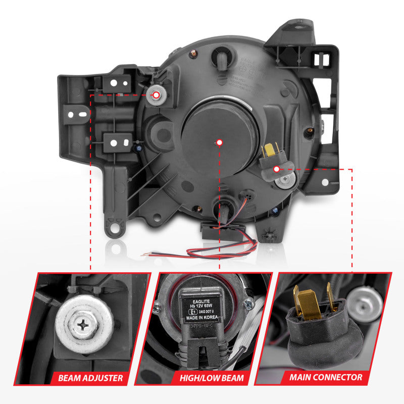 ANZO 111115 2013 fits Toyota 07-20 Fj Cruiser Projector Headlights w/ Halo Chrome