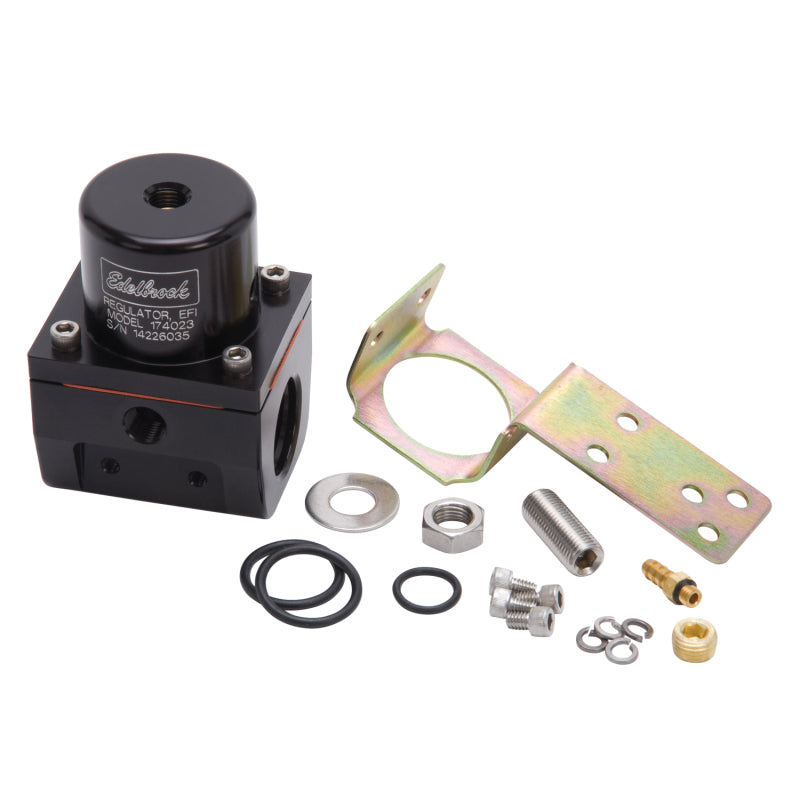 Edelbrock 174023 Fuel Pressure Regulator EFI 180 GPH 35-90 PSI -10In/Out -6 Return Black