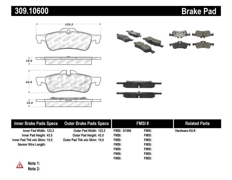 Stoptech 309.106 Performance 02-06 Mini Rear Brake Pads
