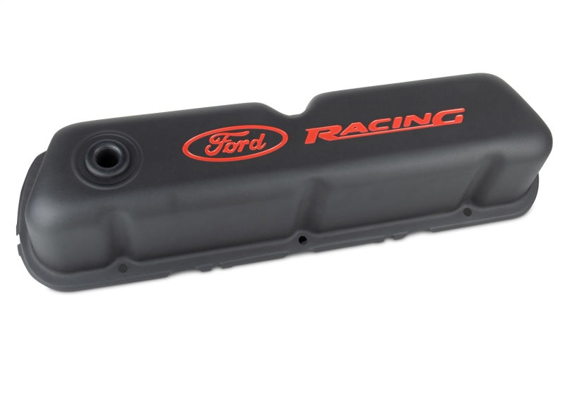 Ford Racing 302-072 Logo Stamped Steel Black Satin Valve Covers Black Crinkle