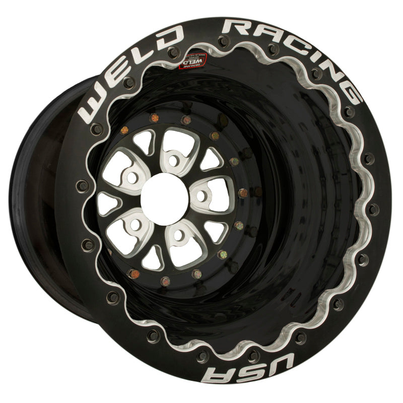 Weld 84B-616B278UB V-Series 16x16 / 5x4.75 BP / 4in. BS Black Wheel - Black Dou