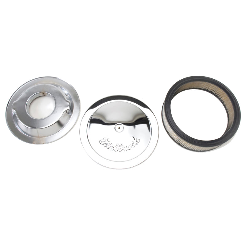 Edelbrock 1221 Air Cleaner Pro-Flo Series Round Steel Top Paper Element 14In Dia X 3 75In Dropped Base