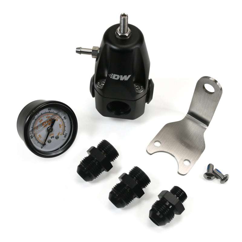 DeatschWerks 6-1000-FRB-88 DWR1000 AFPR + Pressure Gauge + 8AN Fittings - Black
