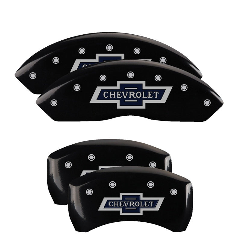 MGP 14247SBANBK 4 Caliper Covers Engraved F & R 100 Anniversary Black Finish Sil