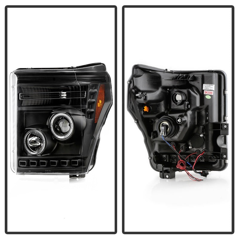 Spyder 5086013 fits Ford 11-16 Super Duty Projector Headlights LEDHalo DRL All