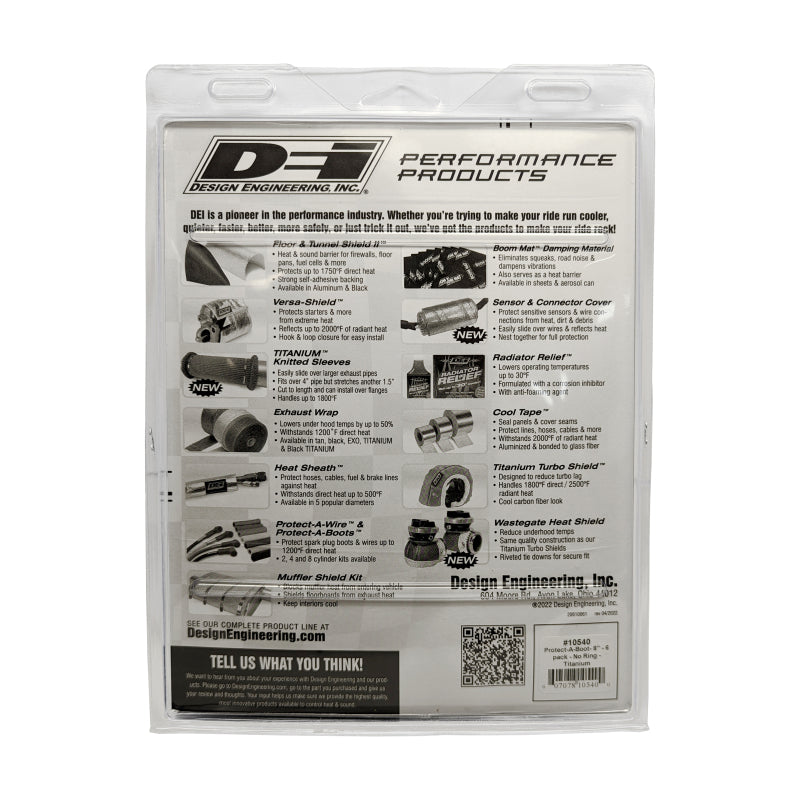 DEI 10540 Protect-A-Boot - 8in - 6-pack - No Ring - Titanium