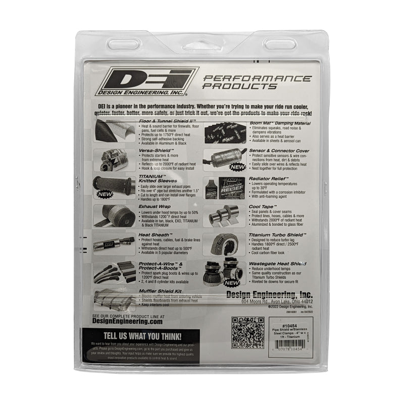DEI 10454 Pipe Shield w/Stainless Steel Clamps - 4in x 12in - Titanium