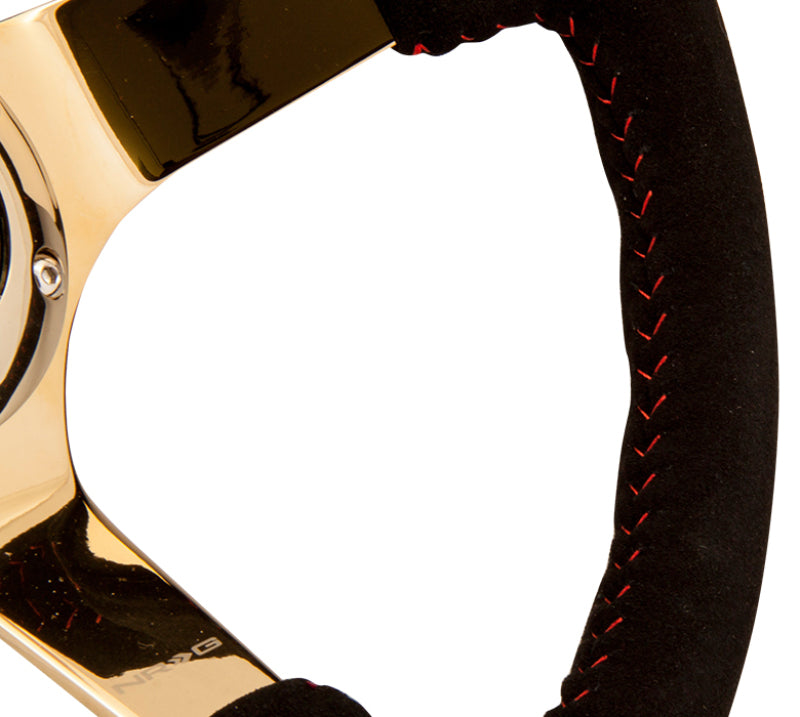 NRG RST-036GD-S RST-036GD-S Reinforced Steering Wheel Blk Suede w/Red BBall