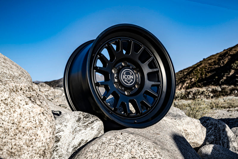 ICON 8217859057SB Anza 17x8.5 6x5.5 25mm Offset 5.75in BS 95.1mm Hub Bore Satin Black Wheel