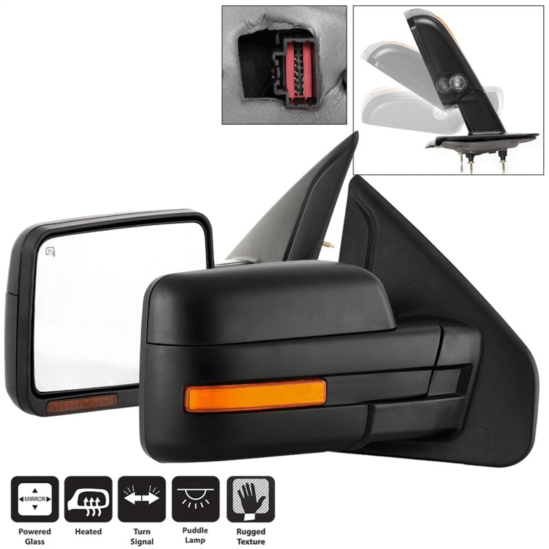 xTune 9943164 04-06 fits Ford F-150 Heated Amber Seq LED Signal OEM Pwr Mirrors
