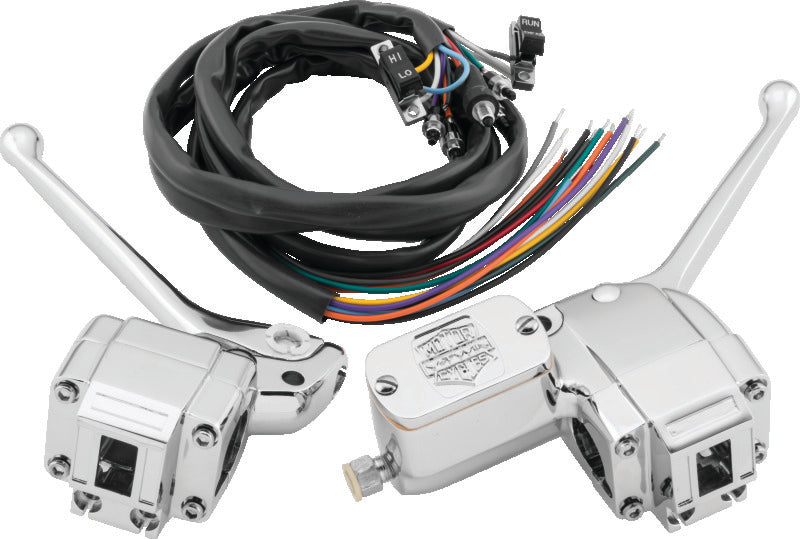 Bikers Choice 488814 73-81 Big Twin & XL Chrome Handlebar Control Kit W/Black S