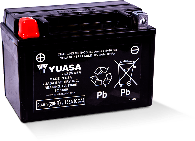 Yuasa YUAM729BSTWN YTX9 Maintenance Free AGM 12 Volt Battery