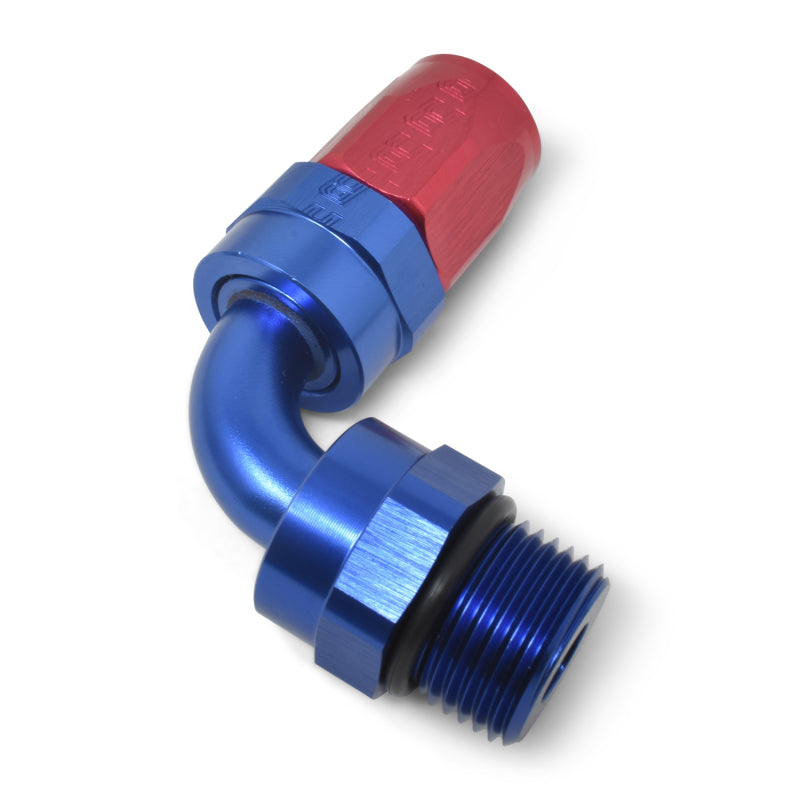 Russell 612430 Performance Swivel Hose End Assy #10 AN Male SAE Port to #8 Hose 90 Deg Red/Blue Anodized