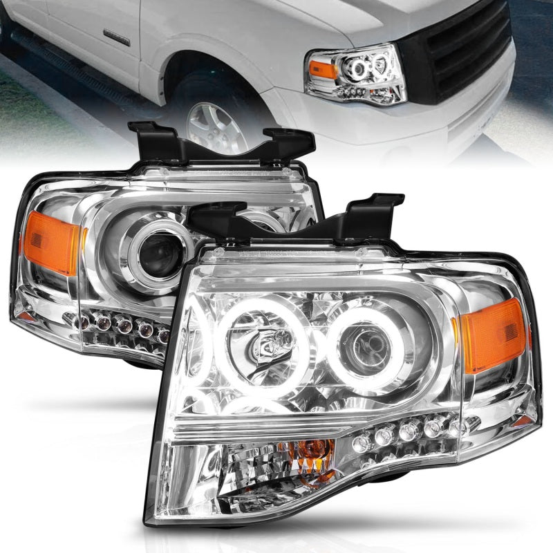 ANZO 111114 2014 fits Ford 07-20 Expedition Projector Headlights Chrome