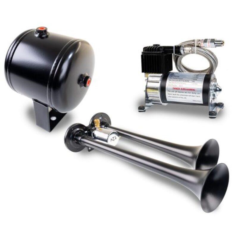 Kleinn HK2-1 Dual Black Horn Kit w/ 120 PSI Air Compressor / 0.5 gal Air Tank