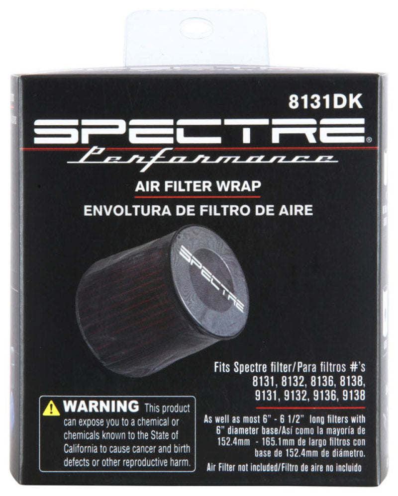 Spectre 8131DK Universal Pre-Filter Wrap 6in. x 6.125in. - Black