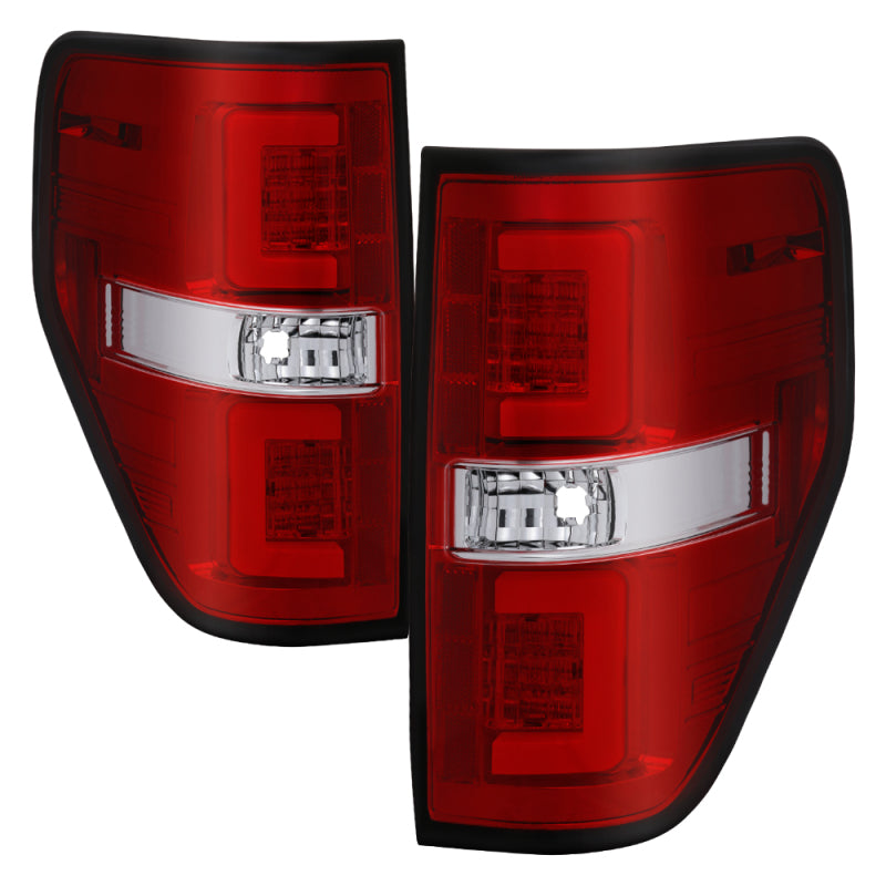 Spyder 5084224 fits Ford 09-14 F150 V2 Light Bar LED Tail Lights - Red Clear (A