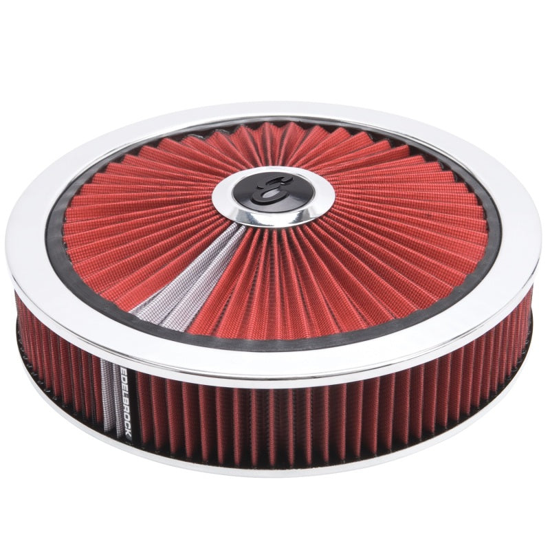 Edelbrock 43660 Air Cleaner Pro-Flo High-Flow Series Round Filtered Top Cloth Element 14In Dia X 3 125In