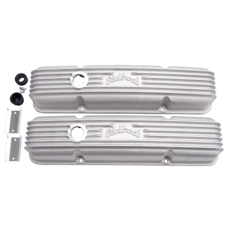 Edelbrock 41439 Valve Cover Classic Series fits Chevrolet 1959-1986 262-400 CI V8 w/ Breather Holes Satin