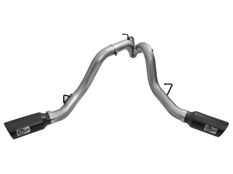 AFE 49-44080-B Bore HD 4in Dual DPF-Back SS Exhaust w/Black Tip 16-17 fits GM D