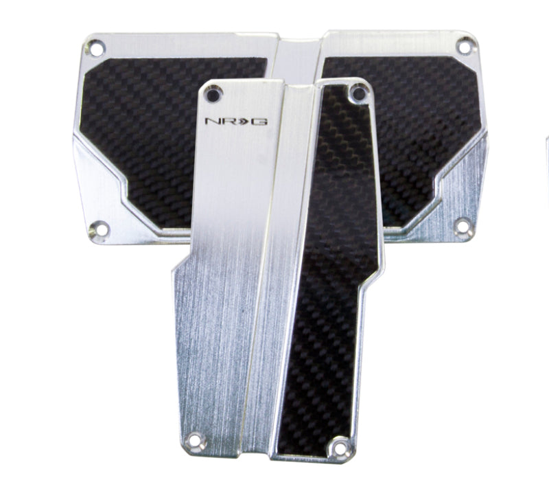 NRG PDL-150SL Brushed Aluminum Sport Pedal A/T - Silver w/Black Carbon