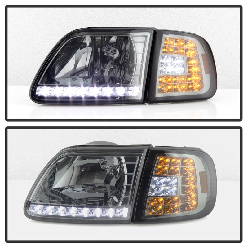 5014801 Xtune fits Ford 97-03 F150 Crystal Headlights w/ Clear LED Corners Smo