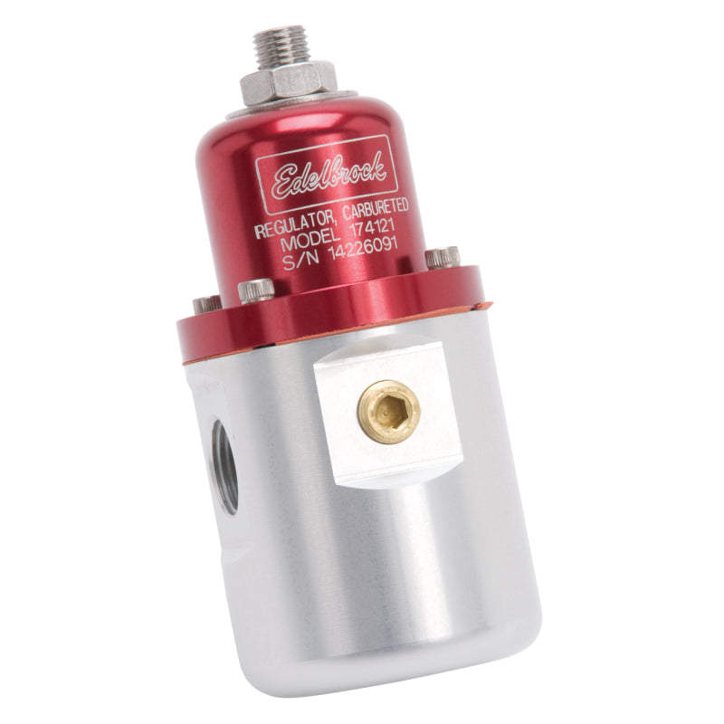 Edelbrock 174121 Fuel Pressure Regulator Carbureted 160 GPH 5-10 PSI 3/8In In/Out Retunless Red/Clear