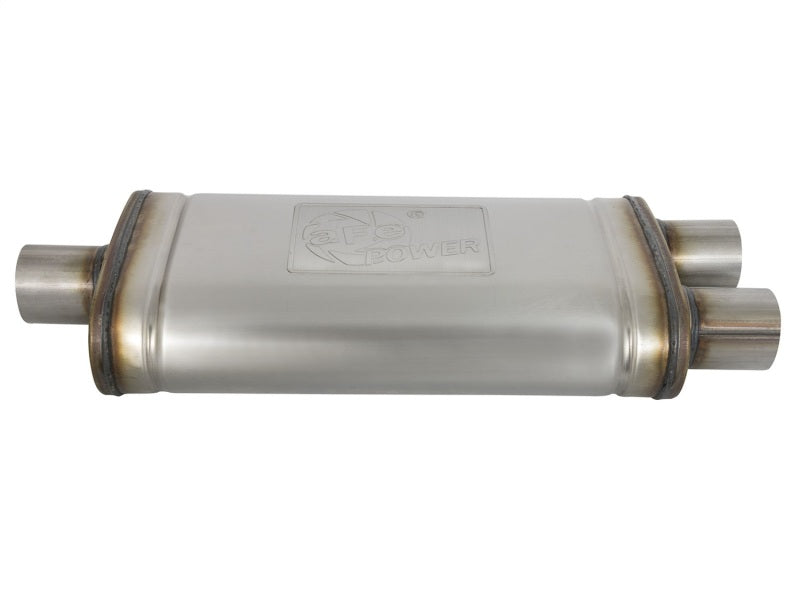 AFE 49M00009 rce XP SS Muffler 2.5in Center Inlet / 2.5in Dual Outlets 18in L x