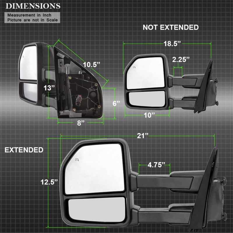xTune 9943058 15-17 fits Ford F-150 Heated Telescoping Mirrors (Pair) (MIR-FF15