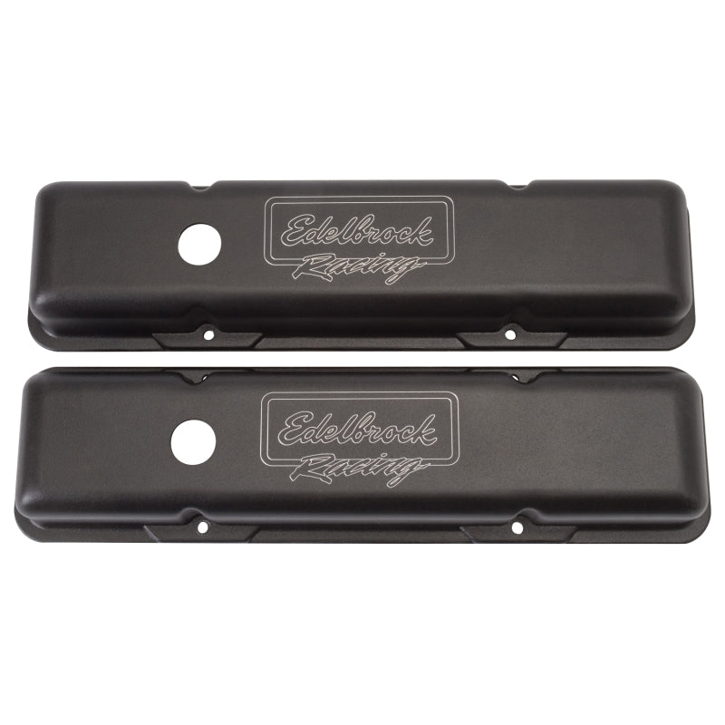 Edelbrock 41713 Valve Cover Victor Series fits Chevrolet 1959-1986 262-400 CI V8 Low Black