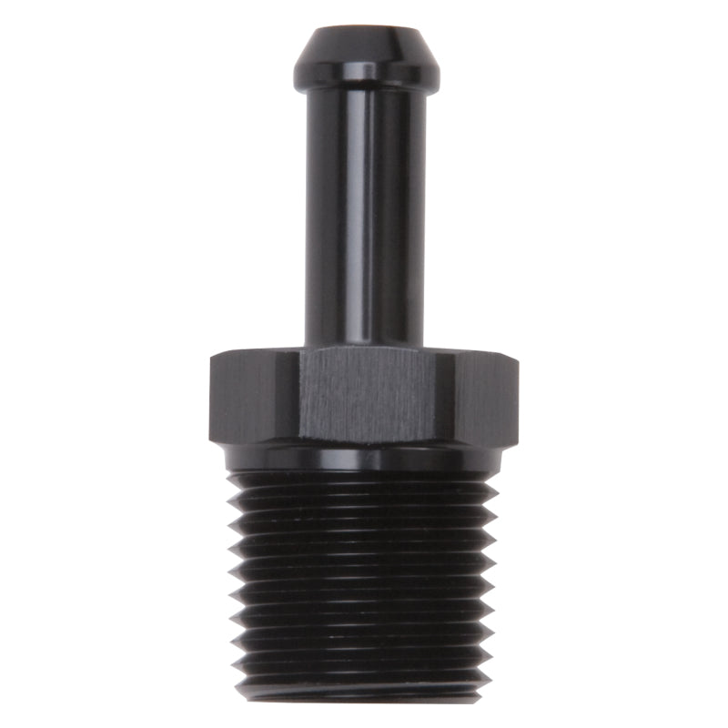 Edelbrock 8185 Hose Fittings Straight 1/2In NPT to 3/8In Barb Black Anodize
