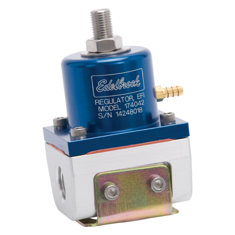 Edelbrock 174042 Fuel Pressure Regulator EFI 180 GPH 35-90 PSI -6 In/Out -6 Return Blue/Clear