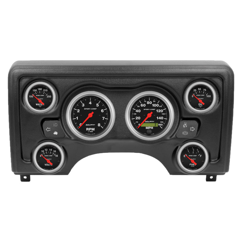 AutoMeter 90011-11 Autometer Sport-Comp Direct Fit Dash Kit 97-06 fits Jeep TJ (2 x 3-3/8in. / 4 x 2-1/16in.)