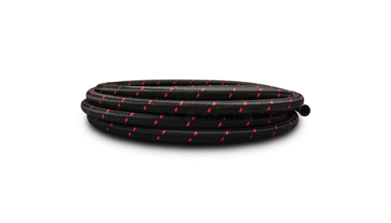 Vibrant 11966R -6 AN Two-Tone Black/Red Nylon Braided Flex Hose (10 foot roll)