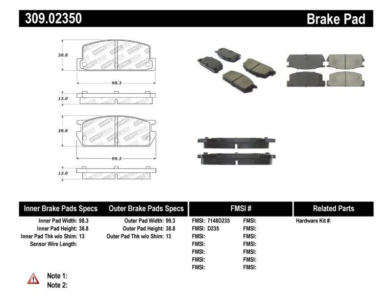 Stoptech 309.0235 Performance Brake Pads