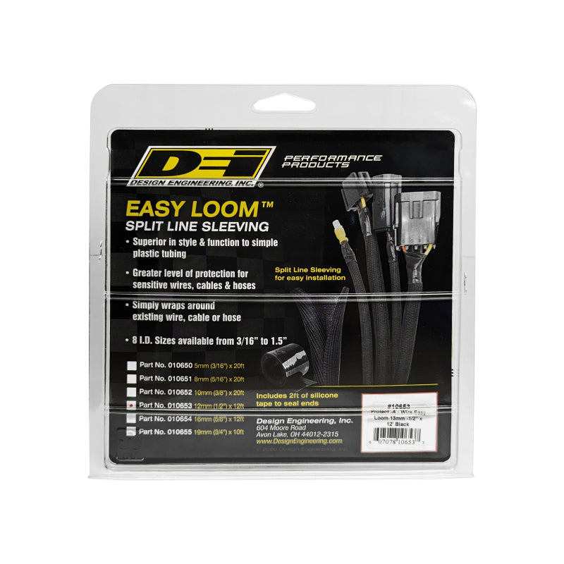DEI 10653 Split Wire Sleeve Easy Loom 13mm-1/2in x 12 Black