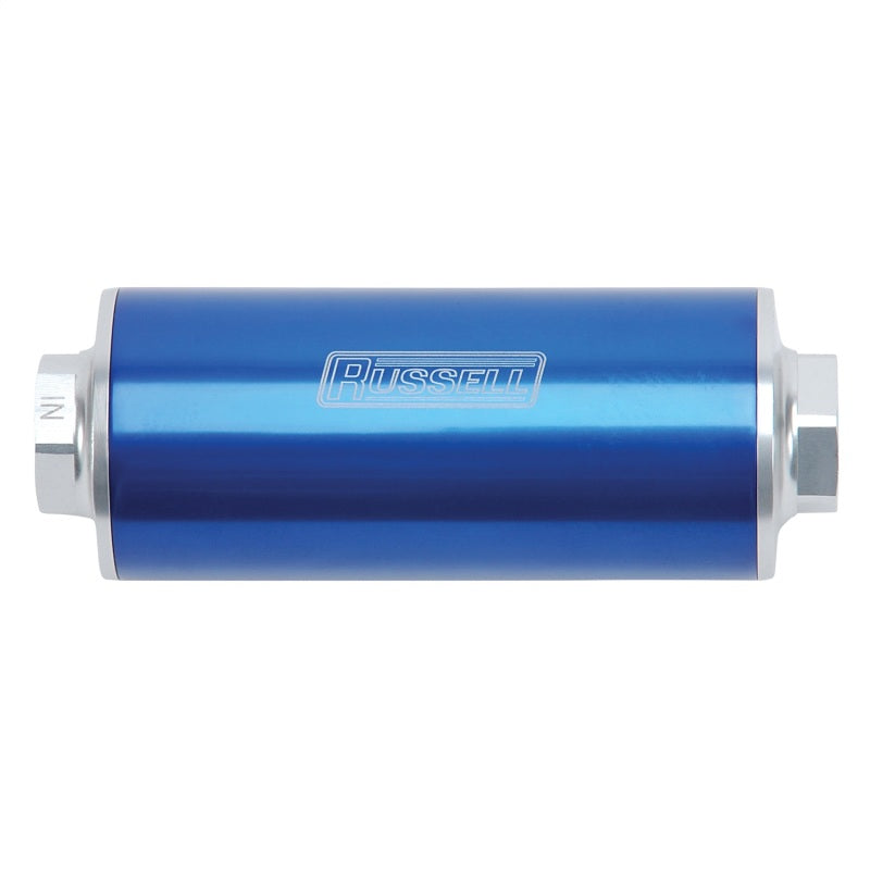 Russell 649262 Performance Profilter Fuel Filter 6in Long 60 Micron -10AN Inlet -10AN Outlet - Blue