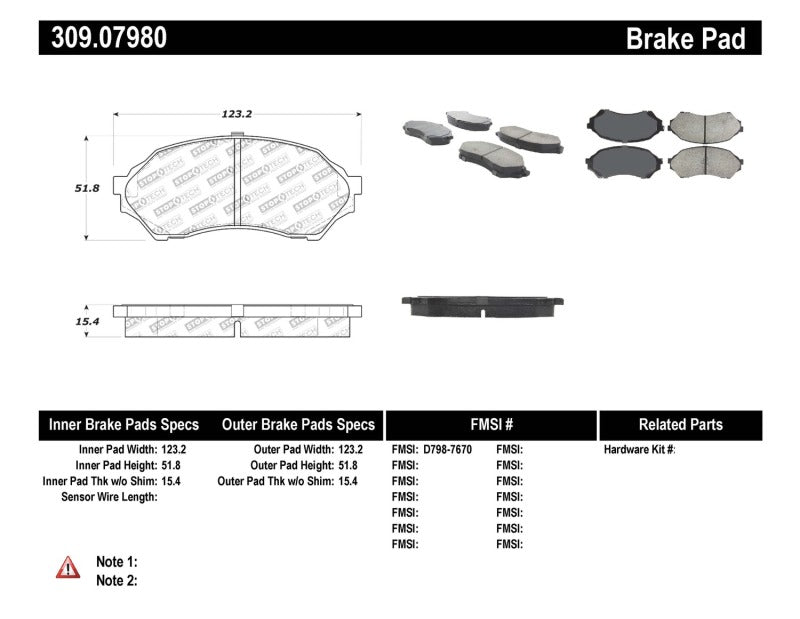 Stoptech 309.0798 Performance Brake Pads