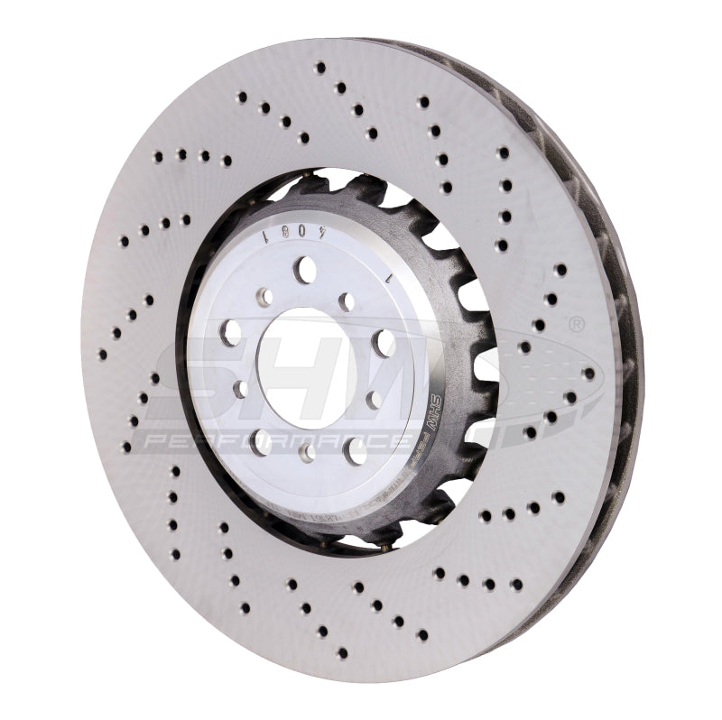 SHW Performance BFR48161 SHW 13-16 fits BMW M5 4.4L Right Front Cross-Drilled Lightweight Brake Rotor (34112284102)