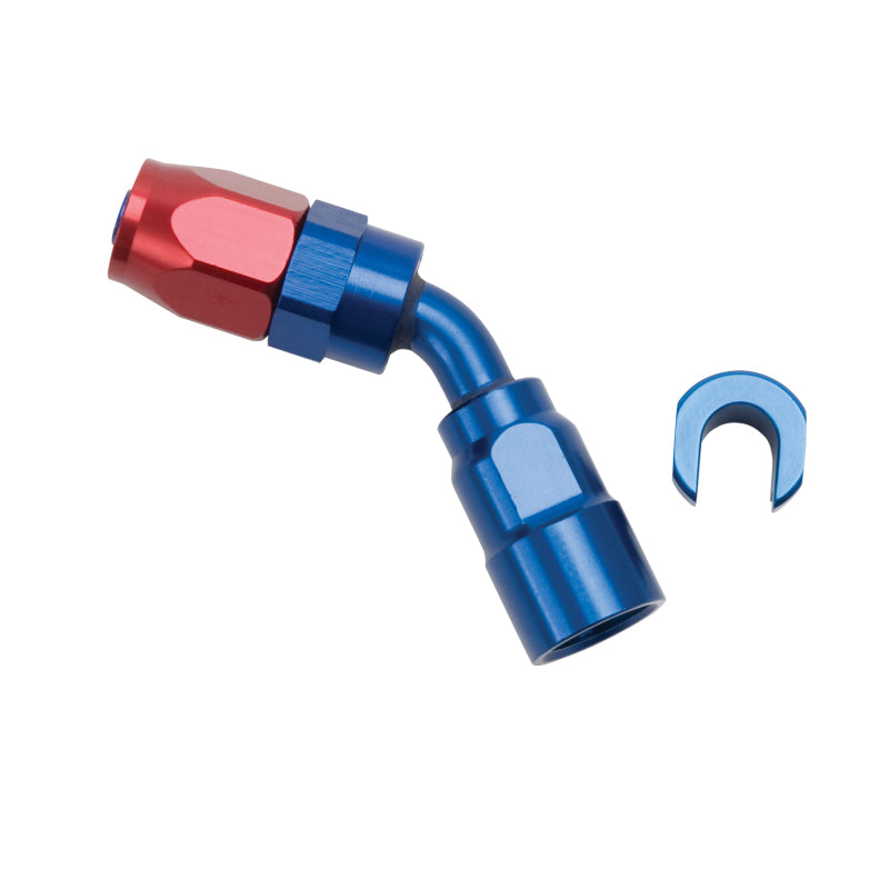 Russell 611260 Performance 5/16in SAE Quick Disc Female to -6 Hose Red/Blue 45 Degree Hose End