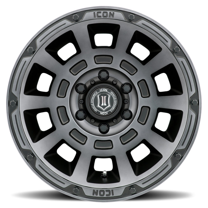 ICON 2817855557SSBT Thrust 17x8.5 5x150 25mm Offset 5.75in BS Smoked Satin Black Tint Wheel