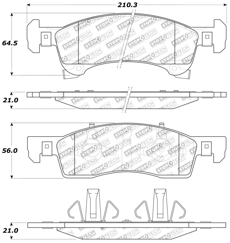 Stoptech 309.0934 Sport Brake Pads w/Shims and Hardware - Front/Rear